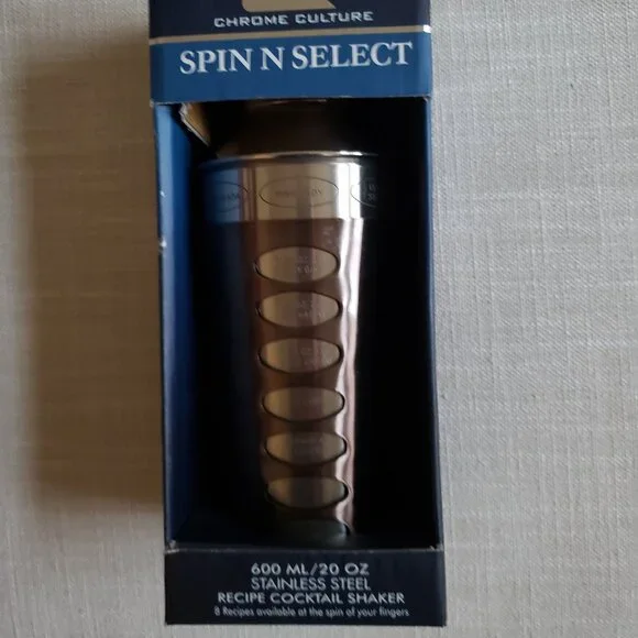 Cocktail Shaker - Spin n Select from 8 recipes - New in box - Stainless steel - Picture 1 of 6